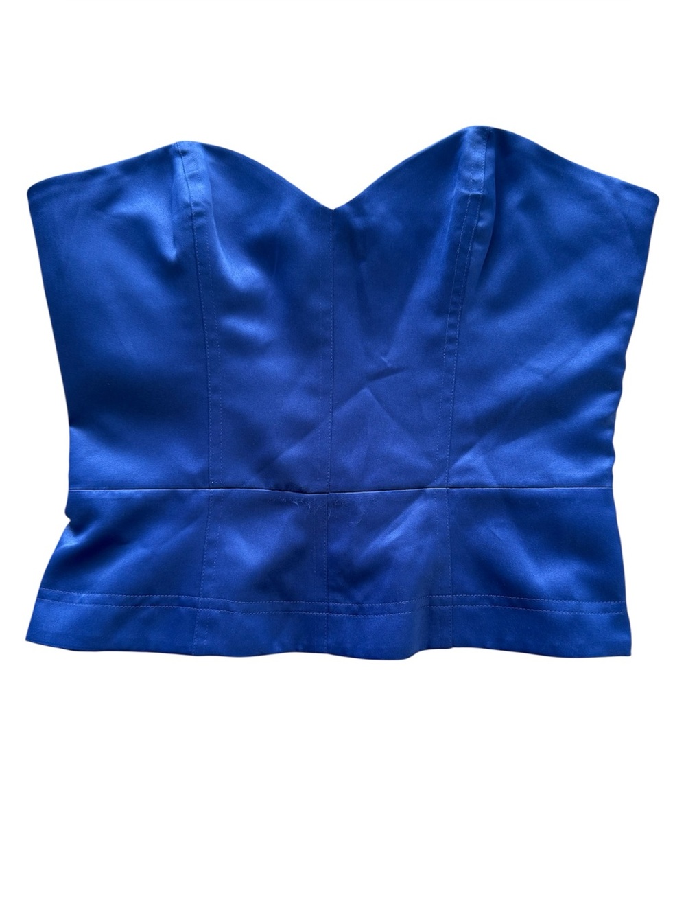 BETSEY JOHNSON Strapless Structured Satin Royal Blue Bustier Top | Vintage Y2K